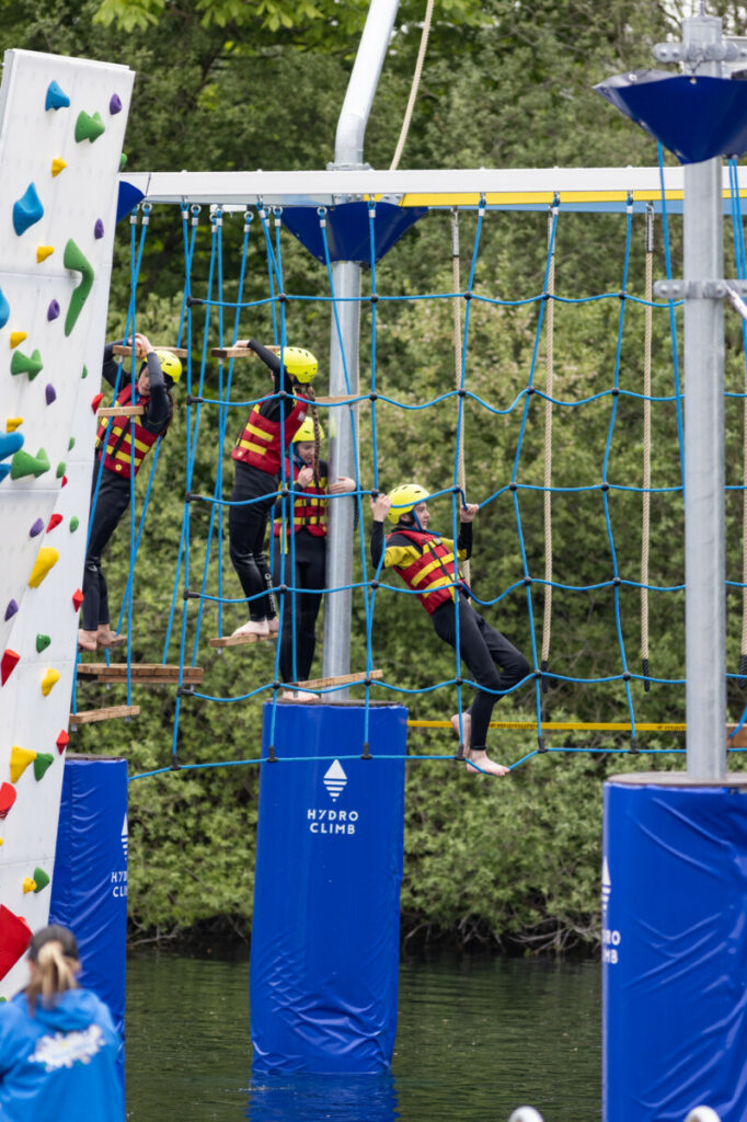 Children overcoming Hydroclimb obstacles
