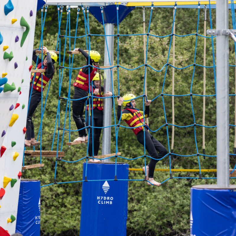 Children overcoming Hydroclimb obstacles